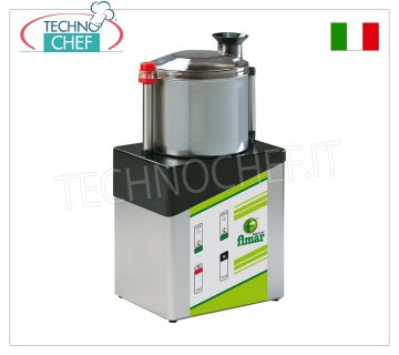 FIMAR - Technochef, Coupeur Professionnel en Acier Inoxydable de 8 litres, 2 Vitesses, Mod.CL8V2