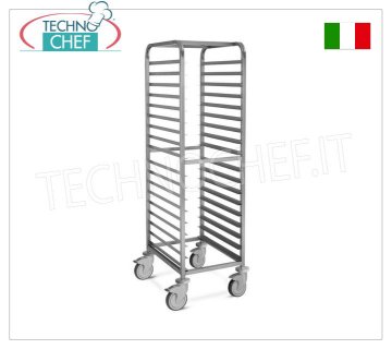 CHARIOT Porte-plaques à pizza-pâtisserie pour 18 PLATEAUX 60x40 cm,