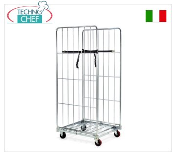 Technochef - CHARIOT ROLL CONTAINER avec PLATEFORME BASSE et 2 CÔTÉS HAUTS