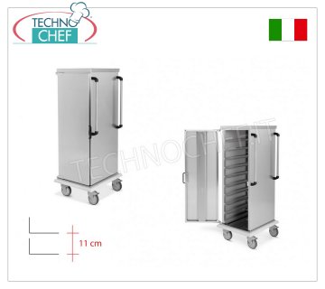 Chariot neutre pour 10 plateaux ou grilles Gastronorme 1/1 - Guides en L - Pas de 11 cm