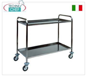 Chariots de service en INOX à 2 étagères repliées, capacité 80 kg