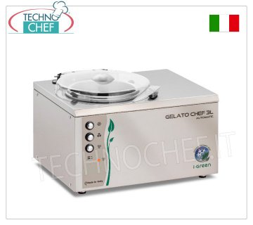 Congélateur semi-professionnel en acier inoxydable, série Chef I-Green, capacité 3 litres, mod.GELATOCHEF3LAUTOMATIC