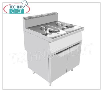 BERTOS - FRITEUSE À GAZ sur ARMOIRE, 2 CUVES de lt.16+16, Kw.13+13