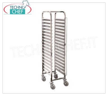 Chariot à plateaux en acier inoxydable pour 15 plateaux GN 1/1, mod.TT15GN11Z