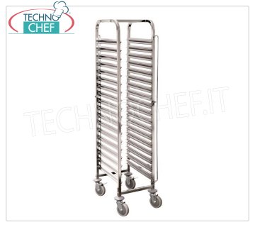 Chariot à plateaux en acier inoxydable pour 18 plateaux 60x40 cm, mod.TT186040Z
