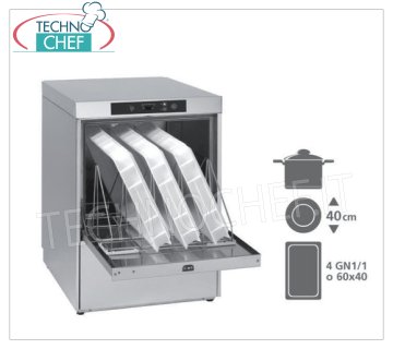 Lave-vaisselle-Lave-ustensiles électronique, panier 50x60 cm, double distributeur, triphasé multi-puissance