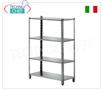 Étagère modulaire en acier inoxydable, module avec 4 étagères, profondeur 50 cm, hauteur 200 cm