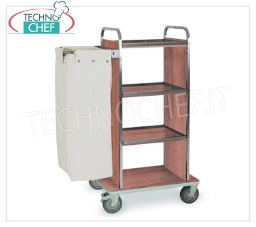 Chariot à linge, 4 étagères, sac à linge, panneaux latéraux, 2 roues freinées