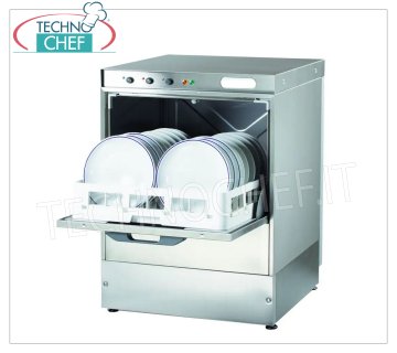 Lave-vaisselle électromécanique sous plan, panier carré 50x50 cm, hauteur de lavage utile 32 cm, triphasé