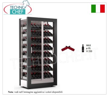 CAVE À VIN-TECA capacité 112 bouteilles Inclinée, Statique-Ventilée, 3 Côtés Vitrés, dim.mm.874x568x1865h