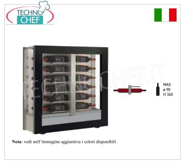 CAVE À VIN-VITRINE pour 24 bouteilles HORIZONTALES, Statique-Ventilée, 3 Faces Vitrées, dim.mm.874x388x910h