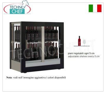 CAVE À VIN-VITRINE pour 64 bouteilles VERTICALES, Statique-Ventilée, dim.mm.874x568x910h