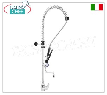 Mitigeur monotrou avec bec orientable demi-tige, poignée ronde et douchette suspendue