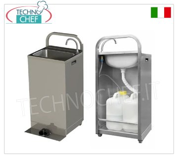 Lave-mains portable en acier inoxydable avec 2 roues, dim.mm.460x380x1000h