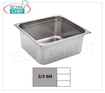 Bacs Gastronorme GN 2/3 en acier inoxydable, dimensions 353 x 325 mm