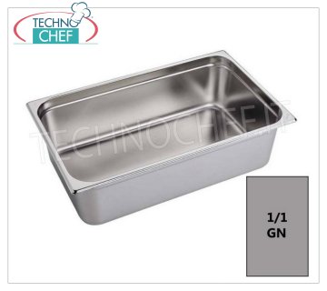 Bacs Gastronorme GN 1/1 en acier inoxydable, dimensions 530 x 325 mm