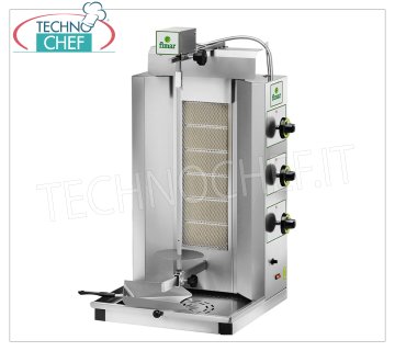 GYROS À GAZ avec 6 BRÛLEURS, tige de cuisson de 520 mm de hauteur