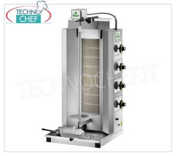 GYROS À GAZ avec 8 BRÛLEURS, tige de cuisson de 680 mm de hauteur