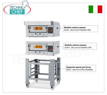 Four à pizza à gaz pour 4 pizzas de 300 mm, chambre 610x640 mm