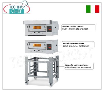 Four à pizza à gaz modulaire, gamme ECO GAS, chambre pour 6 pizzas de 61x94 cm avec sol réfractaire