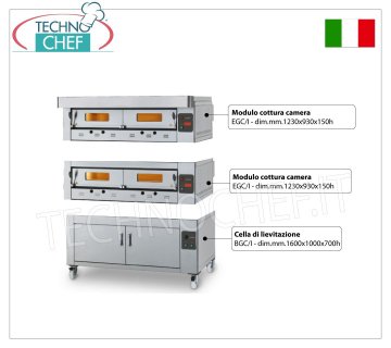 Four à pizza à gaz pour 12 pizzas de 300 mm, chambre de cuisson 1230 x 930 mm
