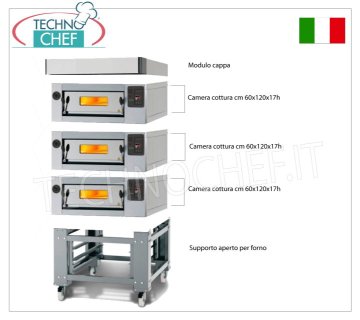 Four à pizza électrique pour 8 pizzas, épaisseur 300 mm, chambre 600 x 1200 mm