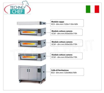 Four à pizza électrique pour 6 pizzas, épaisseur 300 mm, chambre 930 x 630 mm