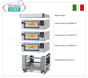 Four à pizza électrique pour 6 pizzas, épaisseur 300 mm, chambre 600x900 mm