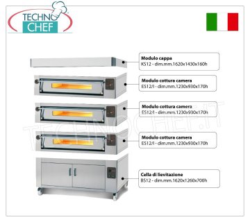 Four à pizza électrique pour 12 pizzas, épaisseur 300 mm, chambre 1230 x 930 mm