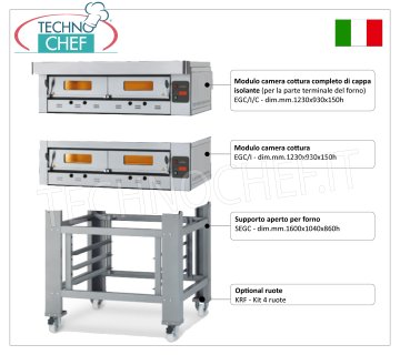 Four à pizza à gaz pour 12 pizzas de 300 mm, chambre de cuisson de 1230 x 930 mm