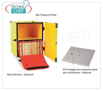 GI.METAL - Boîte de transport de pizza, Mod.102393 Boîte à pizza non isolée, avec étagère centrale pour 2 sacs isothermes, dim.cm.47x47x52h