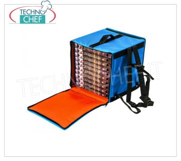 Technochef - Sac thermique rigide à dos, 10 boîtes de Ø 33 cm, Mod. BTZ3340 Sac thermique rigide à dos avec fermeture éclair pour livraison à domicile de pizza en carton, ouverture frontale avec fermeture éclair, capacité 10 cartons de Ø 33 cm, dim. extérieur mm 360x360x400h