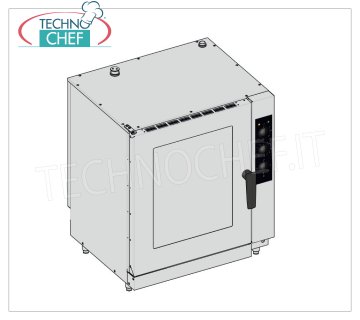 Technochef - Four à vapeur électrique à convection pour 10 PLATEAUX GN1 / 1 Four électrique à vapeur à convection pour GASTRONOMIE, capacité 10 GASTRONORM 1/1 PLATEAUX, version avec COMMANDES ÉLECTROMÉCANIQUES, V.400 / 3 + N, Kw. 16,5, poids 102 Kg, Dim.mm. 860x710x1020h