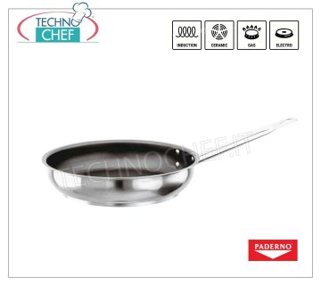 PADERNO - POÊLE INOX 1 Manche Antiadhésif pour INDUCTION, Professionnelle