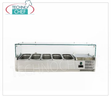 Vitrine d'ingrédients pour pizza, réfrigérée, longueur 120 cm, pour 5 bacs GN 1/4,