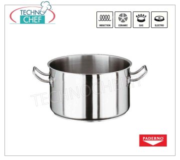 PADERNO - CASSEROLE HAUTE 2 poignées INOX pour INDUCTION,