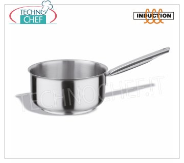 Technochef - Cocotte basse INOX 1 poignée, Professionnel pour INDUCTION Casserole basse en acier inoxydable, 1 poignée, capacité 0,7 litre, convient également aux plaques à induction, diam. 12 x 7h cm