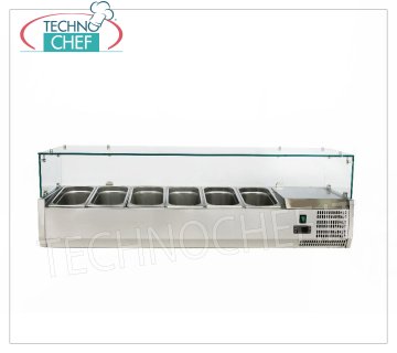 Vitrine à pizza réfrigérée, longueur 140 cm, pour 6 bacs GN 1/4