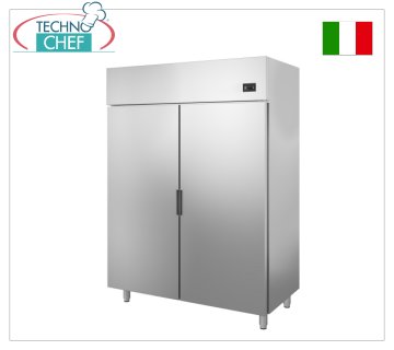 Technochef - Armoire réfrigérée 2 portes, professionnelle, inox, lt.1400, temp.-2°/+8°C, ventilée, classe C