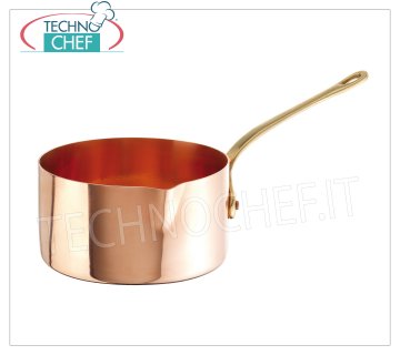 Technochef - Casserole en sucre CUIVRE étamé intérieurement, 1 poignée Casserole en sucre CUIVRE 1 poignée, intérieur étamé, série 15400, diamètre 160 mm, hauteur 90 mm.