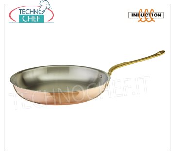 Technochef - Poêle TRIPLE LAYER COPPER, intérieur inox, 1 poignée, pour INDUCTION Poignée TRIPLE LAYER COPPER pan 1, intérieur en acier inoxydable, série 15500, adaptée aux PLAQUES D'INDUCTION, capacité lt 1,4, diamètre 200 mm, hauteur 45 mm.