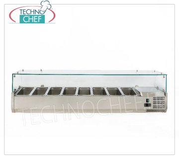 Vitrine à pizza, réfrigérée, longueur 180 cm, pour 8 casseroles Gastro-Norm 1/3