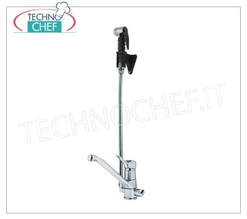 Mitigeur monotrou avec bec et douchette avec flexible 100 cm Mitigeur monotrou avec bec orientable et inverseur pour DOUCHE avec flexible de 100 cm