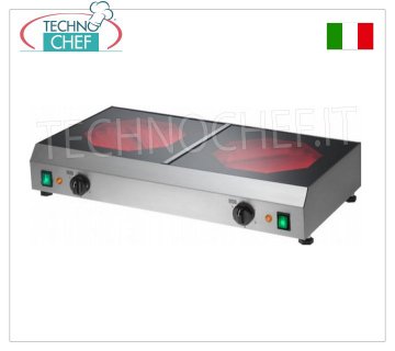 TECHNOCHEF - Table de cuisson électrique avec double plaque vitrocéramique Ø 23 cm, Mod.PC30/2