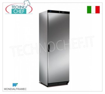 MONDIAL FRAMEC - Armoire Réfrigérée 1 Porte, lt.380, Professionnel, Classe D, Mod.KICPVX40MLT Armoire réfrigérée 1 porte, MONDIAL FRAMEC, structure externe en tôle d'acier inoxydable AISI 430, capacité 380 litres, température -2°/+10°C, ventilée avec évaporateur à ailettes, Classe D, V. 230/1, Kw. 0,16, poids 84,50 kg, dim.mm.600x620x1872h