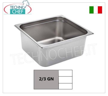 Casseroles Gastronorm GN 2/3 en inox, dim.mm 353x325