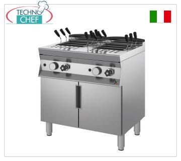TECHNOCHEF - CUISEUR À PÂTES GAZ sur MOBILE, ligne 900, 2 BOLS INDÉPENDANTS de 40+40 lt.