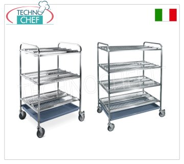 Chariot égouttoir à vaisselle et à verres en acier inoxydable
