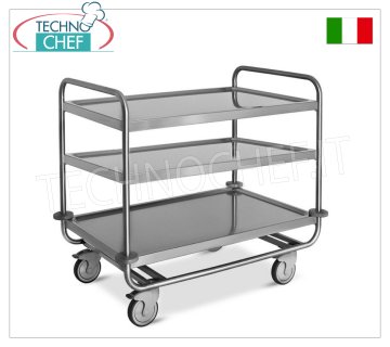 Chariots de service pour transport LOURD, 3 étagères imprimées SOUDÉES, capacité de charge max. 200 kg