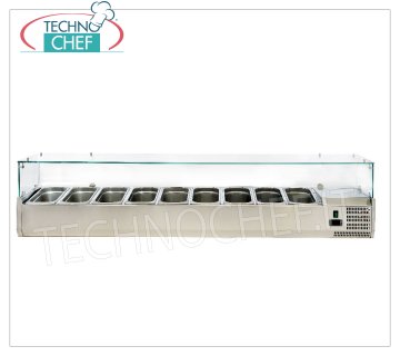 Vitrine réfrigérée à pizza, 200 cm de long, pour 9 casseroles GN 1/3